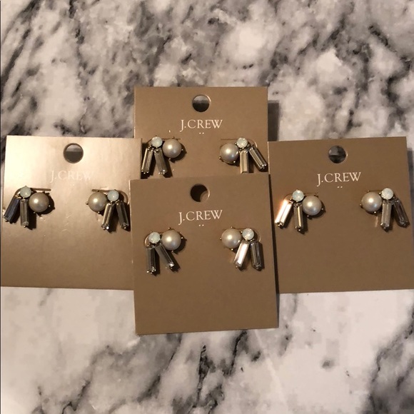 NWT J. Crew Pearl & Rhinestone Cluster Earrings! - Picture 4 of 4